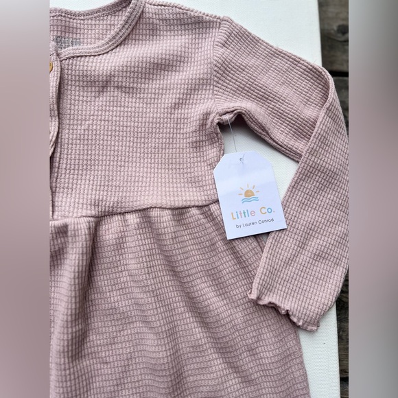 Little Co. Pink Long Sleeve Henley Dress NWT - Picture 5 of 8